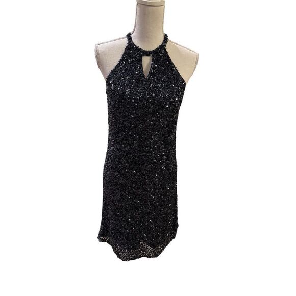 Parker Black Dresses & Skirts - Parker Black Women's Size 8 Black Sequin Halter Dress Party Cocktail